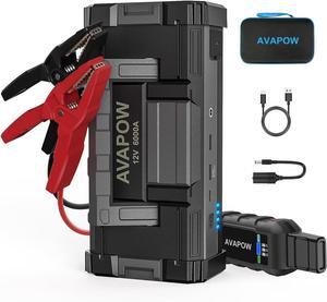 6000A Car Battery Jump Starter(for All Gas or up to 12L Diesel) Powerful Car Jump Starter with Dual USB Quick Charge and DC Output,12V Jump Pack with Built-in LED Bright Light