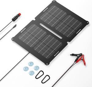 12V 25W Solar Battery Charger Maintainer, Portable Solar Panel Car Trickle Charger Waterproof 25 Watt Mono+ SAE Cables Kit for Truck Boat RV Motorcycle Truck Marine Vehicle Battery