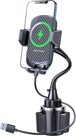 Wireless Car Charger - [10W Safety Charging, Qi-Certified] Fit for iPhone 16/15/14/13/12/  Galaxy S24/S24 Ultra/S23/S23+/S23 Ultra/S22/S22+/S22 Utral/S21, Cup Holder Phone Mount for Car