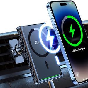 MagSafe Car Mount Charger with Cable,15W Fastest & Safest Charging MagSafe Car Charger Vent, Magnetic Wireless Car Charger Mount, Car Phone Holders for iPhone 16 Pro Max 15 14 13 12 Plus