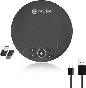 USB Conference Microphone Speaker Bluetooth Speakerphone w/Dongle, 360° Voice Pickup, 4 Mics, Portable USB Speakerphone w/Noise Reduction for Home Office, Meeting Teams, Zoom, NewPie 30