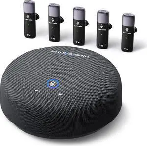 Conference Speaker and Microphone, USB Speakerphone w/Muteable/65ft Wireless Distance/360° Pickup & Noise Cancellation Conference Room Omnidirectional Microphone for Home Office
