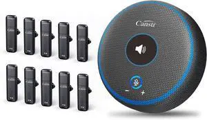 Conference Speaker with 10 Wireless Mics,360° Voice Pickup&AI Noise Reduction USB Speakerphone, Conference Call Microphone for 10 Compatible with Leading Platforms, Home Office