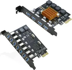 7-Port USB 3.0 PCI-e Expansion Card + 4-Port USB 3.0 PCIe Adapter