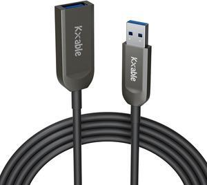 USB 3.0 Extension Cable 50 Feet, USB Active Fiber Optical Male to Female Extender Cord, High Speed 5Gbps Data Transfer, Support USB 3.0 & USB 2.0, for Webcam, USB Hub, VR, Hard Drive, Printer