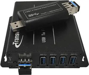 USB 3.0 Hub Fiber Optic Extender to Max 250 Meters with 10 Gbps SFP Module, USB 3.0 Splitter 1 to 4 Ports Over 2 Fibers, Supports 5 Gbps Super-Speed, Supports Kinect Devices & HD Camera etc