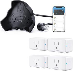 Smart WiFi Outdoor Plug, Weatherproof 15A Outdoor Smart Outlet Bundle with WiFi Bluetooth Outlets 4 Pack, App Control, Supports Alexa and Google Assistant, 2.4 GHz Network only