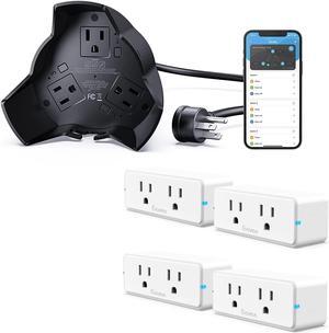 Smart WiFi Outdoor Plug, Weatherproof 15A Outdoor Smart Outlet Bundle with Govee Dual Smart Plug 4 Pack, 15A WiFi Bluetooth Outlet