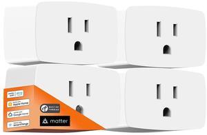 Over Thread Smart Plug, Smart Mini Outlet, Works with Apple Home, Alexa & Google Home, 15A/1800W - Updated Version (4 Pack)