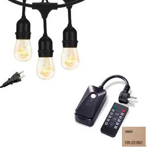 Ambience Pro Outdoor String Lights Smart Dimmer Plug Outdoor Smart Plug, Light Dimmer with Remote Control, Max Power 150W, Commercial Grade Dimmer for Di