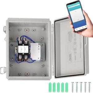 Outdoor Smart WiFi Outlet Box, Wireless Pool Pump/Heater Control, Heavy Duty 50A Resistive 40A, Compatible with Smart Life, Alexa, Google Home, UL Listed:E499854(Part), Suitable for 2.4G WiFi