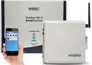 Outdoor Smart Wi-Fi Outlet Box, Heavy Duty 50A Resistive 240VAC 40A 10HP Pool Heater, Wireless Pump Control, Timer Switch, Compatible with Smart Phone, Alexa, Google Home, IFTTT UL Listed