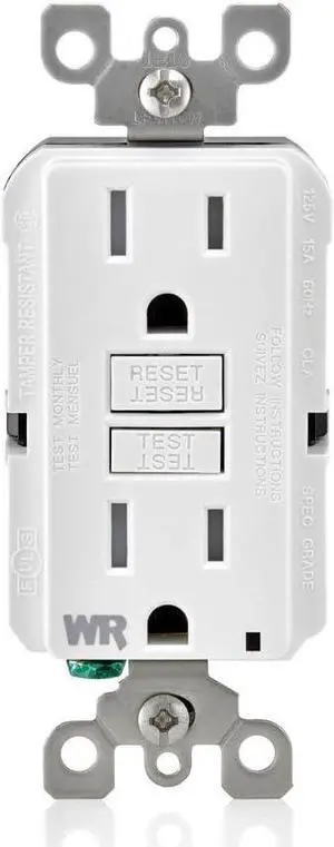 GFWT1-W 15 Amp Self-Test SmartlockPro Slim GFCI Weather-Resistant and Tamper-Resistant Receptacle with LED Indicator, 10-Pack, White