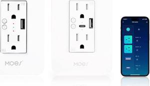 Smart Wall Outlet 3 Pack, with USB C Ports, 2.4GHz WiFi USB Socket Plug, Compatible with Alexa Ggoole Assistant