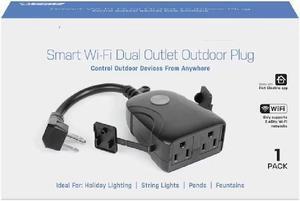 Outdoor Smart Plug, 120V, 2 Outlets - Wi-Fi Enabled, Wi-Fi Dual Outlet , Control Devices from Anywhere, UL Wet Location Rated