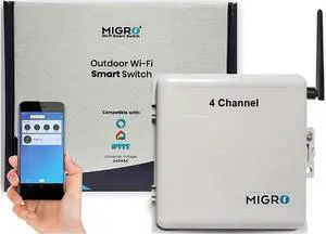 Outdoor Smart Wi-Fi Outlet Box, 4-Channel Heavy Duty 50A Resistive 120VAC 40A 10HP Pool Heater, Wireless Pump Control, Timer Switch