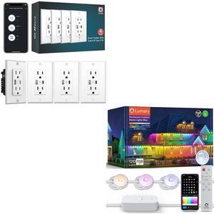 Smart Outlet with Type C & USB Charger Ports & Permanent Outdoor Lights Pro