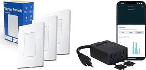 2.4 GHz WiFi Smart Light Switch, Single-Pole, Needs Neutral Wire, Compatible with Alexa & Plug Outdoor, Dual Outlets Energy Monitoring, IP64, 2.4GHz WiFi Smart Plug, Works with Alexa