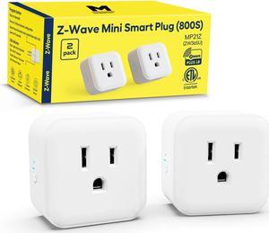 Z-Wave Outlet Mini Plug-in Socket, Z-Wave Hub Required, 800 Series Zwave Plug Built-in Repeater/Range Extender, Work with SmartThings, Wink, Alexa, Google Assistant, FCC Listed (MP21Z)