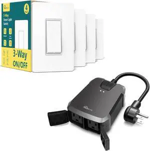 3 Way Smart Switch 4 Pack + Outdoor Dimmer Plug 1Pack Bundles