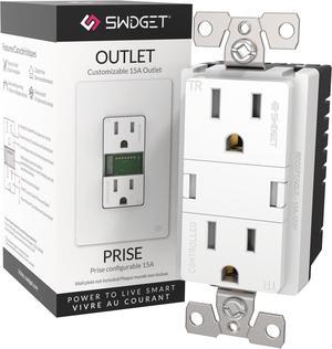 15A Outlet - Smart Plug Power Outlet Switch for Automation - Requires Neutral Wire - Compatible with Swidget Smart Inserts for Remote Control & Power Monitoring