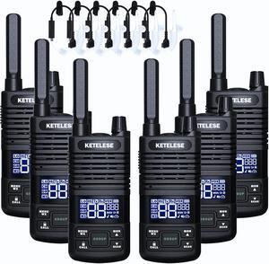 Two Way Radio, FRS Walkie Talkies with Earpiece, Long Range Walkie Talkies for Adults, USB C Rechargeable 2 Way Radio, NOAA, VOX, Group Call for Traveling Biking Camping Hiking, 6 Pack
