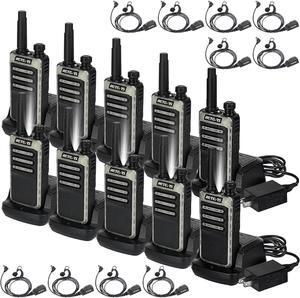 RB66 Fast Charging Walkie Talkies for Adults,Walkie Talkie with Earpiece,Fluorescent Design,USB-C Charging,Flashlight,2 Way Radio Long Range for Event Property Theme Park Museum(10 Pack)