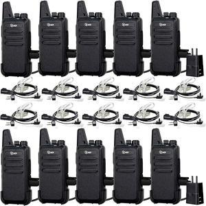 TD-M8s 2 Way Radio Walkie Talkies Rechargeable VOX License-Free Two Way Radio with Earpiece Walkie Talkies for Adults School Church Restaurant Business Office (10 Pack)