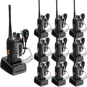 Talkies Two Way Radio: MaxTalker MT-8S 2 Way Radio Long Range Walkie Talkies with Earpiece, Construction Walkie Talkies Rechargeable for Adults, Walky Talky 10 Pack for Business Education