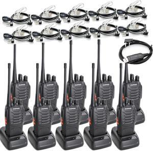 BF-888S Two Way Radio Long Range 16 CH Baofeng Radio and Tenway Covert Air Acoustic Tube Earpiece (Pack of 10)