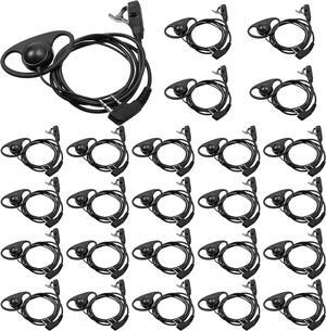 24 Pcs Radio Headset with Mic 2 Pin Radio Headset D Shape Walkie Talkie Earpiece with Mic Walkie Talkie Earpiece Compatible with Rt68 Rt19 Rt27 Rt28 Rt22 Rt21 H-777 2 Way Radios, Soft Ear