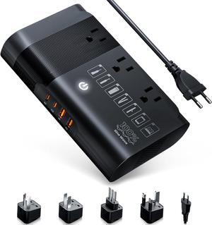 220v to 110v Voltage Converter for European Travel: Max 500W Pure Sine Wave Voltage Converter US to Europe - 220 to 110 International Power Adapter Plug Combo Step Down Transformer Black