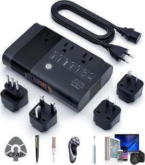 500W Max 220V to 110V Voltage Converter US to Europe, 100% Pure Sine Wave Converter for European Travel, Power Converter Adapter Combo for CPAP Hair Straightener Laptop Cell Phone