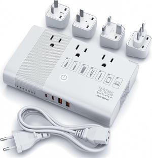 220V to 110V Voltage Converter, Max 500W Pure Sine Wave Voltage Converter US to Europe, International Universal Power Adapter Plug Combo for CPAP Hair Straightener Laptop Cell Phone