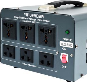 5000 Step Up/Down Transformer Converter 110/120 Volt - 220/240 Volt w/US Power Cord,Circuit Breaker Protection (Grey)