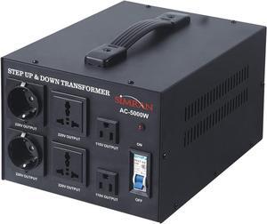 AC-5000 Step Up/Down Voltage Transformer Power Converter for Conversion Between 110 Volt and 220 Volts with Circuit Breaker, CE Certified, 5000 Watts, Black