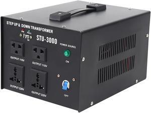 3000W Voltage Converter Transformer 110V to/from 220V Step Up/Down Transformer Power Converter with 5V USB Port 110V US Outlets 220V Universal Outlets Overload Circuit Breaker Protector