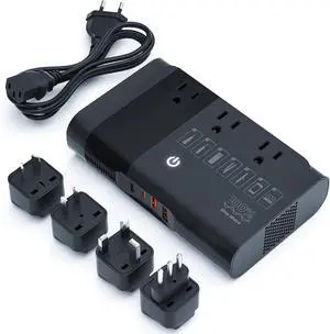 350W Pure Sine Wave Voltage Converter, Step Down 220V to 110V Power Converter for Hair Straightener/Curling Iron, Travel Adapter for UK, US, AU, EU, India, Asia Over 200 Countries