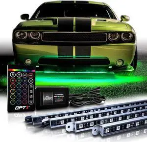 Aura Aluminum LED Underglow Kit for Car with Remote Control, Exterior Neon Accent Under Glow Lights, Rigid Waterproof Strip Lights, Music Soundsync Mode, Multicolor RGB Light Bars
