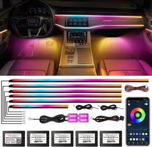 Acrylic Interior Car Lights, WEBUPAR Car Accessories 10 in 1 Car LED Strip Lights with APP Control and 213 Modes, 175 inches 593 LEDs Fiber Optic Lights, RGB Neon Car Lighting