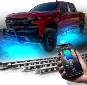 Aura Pro Underglow Lights Kit for Truck with App Control, 4 PCS Waterproof Rigid Aluminum Neon Accent LED Light Bar Strip, Music Soundsync Multicolor Modes for Regular Extended Crew Cab