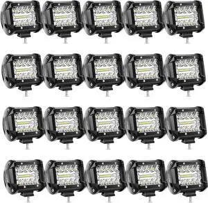 20Pcs LED Pods 4Inch 60W Light Bar Flood Spot Combo Triple Row Driving Lamp Roof Bumper Off Road LED Work Lights Pods for Van Camper Wagon Car Pickup Golf Cart ATV UTV SUV Truck Boat 4x4