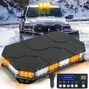 42 LED Roof Top Strobe Lights Hazard Emergency Safety Warning LED Flashing Light Bar w/Control Panel Magnetic Mount 12V 24V Car Truck Tractor Snow Plow Construction Vehicles