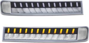 Pair Sequential Start Up LED DRL Turn Signal Bumper Lights Compatible with Chevy GMC Express Savana 1500 03-14 / Express Savana 2500 3500 03-23, Chrome/Clear, BL-LED-CEGS03-CH-CL1