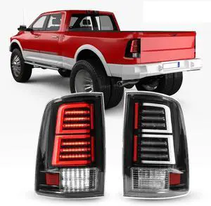 Full LED Tail Lights for 2009-2018 Dodge Ram 1500 2500 3500 Taillights Car Rear Sequential DRL Turn Signal Light Automotive Brake Lamps Assembly Replacement Driver Passenger Side Glossy Black
