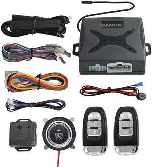 Passive keyless Entry Car Alarm System +  Remote Engine Starter +  Push to Start Iginition Button (Support to Connect Original Siren)