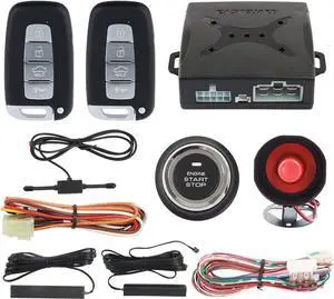 EC003N-K Car Alarm System keyless Entry pke Remote Engine Start Stop Push Start Stop Automatically Lock or Unlock car Door Universal Version fits for Most dc12v Cars
