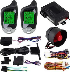 EC202 2 Way car Alarm System with LCD Pager Display Remote Engine Start & Microwave Sensor DC12V