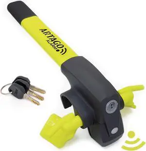 870 High-End Steering Wheel Lock 2in1 Without or with 120dB Alarm + Don't Touch Warning, Visible and Deterrent High Security, Universal Anti Theft Bar Locking Device for Car, Truck, Van, Camper