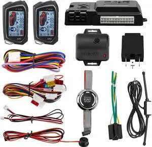 EC207-M9 2 Way Car Alarm System with 1.73'' LCD Pager Display Push Start Button Remote Engine Timer Engine Start DC12V